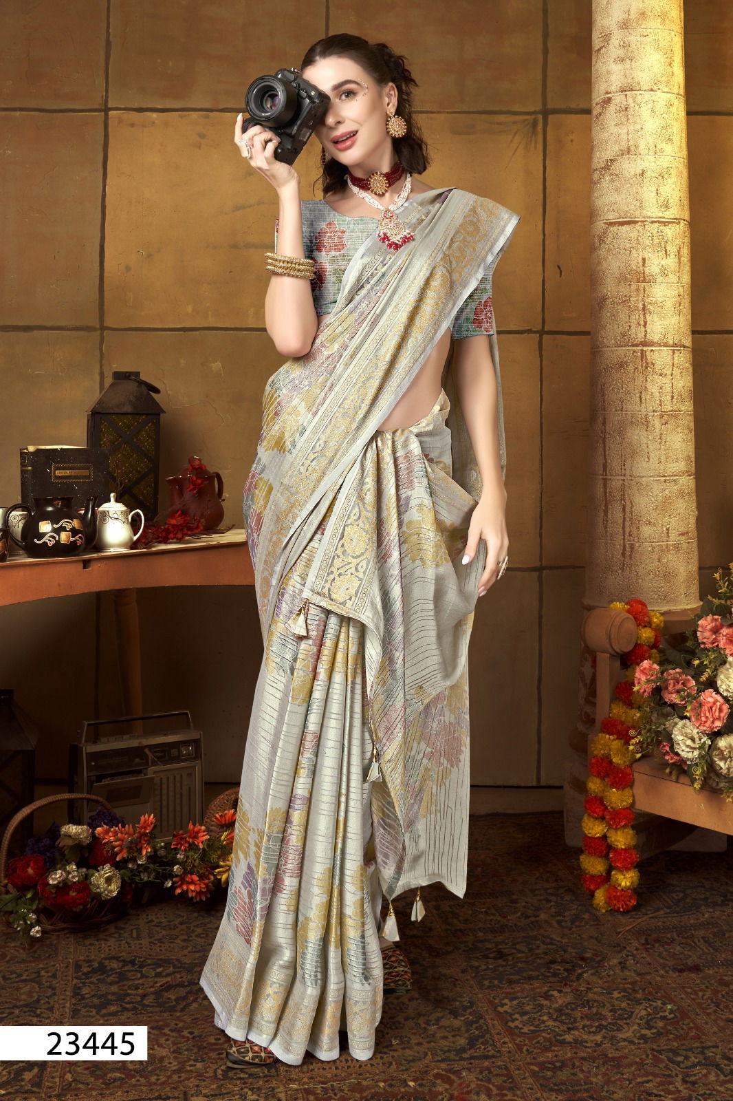 Jagmaya By Vallabhi Printed Brasso Sarees Wholesale Market In Surat